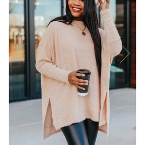 Fuzzy taupe pullover